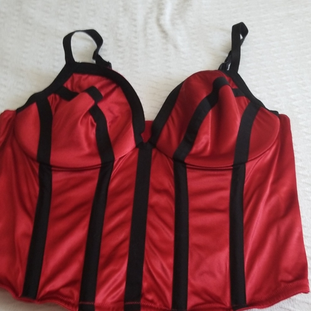Cacique red and black corset